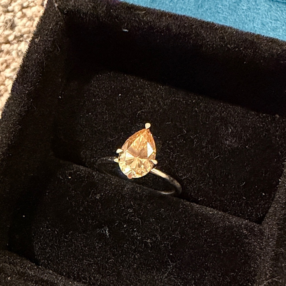Champagne Moissanite Hidden Halo Silver Ring